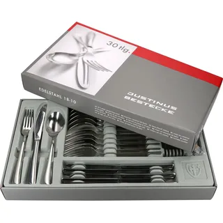 30tlg Twist Komplett-Besteck-Set für 6 Personen Messer Gabel Löffel Edelstahl - Silber