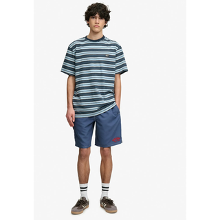 Badeshorts SUPERDRY "CARGO 19 BOARDSHORT", Herren, Gr. L, N-Gr, blau (vintage indigo), Polyester, unifarben, Badehosen Badeshorts, lockere Passform, aus Polyester, unifarbenes Design