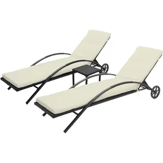 MCW Sonnenliege 200 x 65 x 87 cm Schwarz/Beige