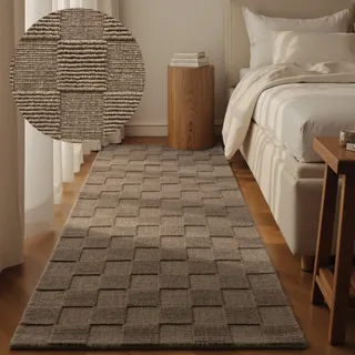 Villeroy & Boch Wollteppich »Scala« rechteckig 10 mm Höhe Handgewebt, Wolle, Kariert, Natur, 3D-Struktur, Karo, Wohnzimmer