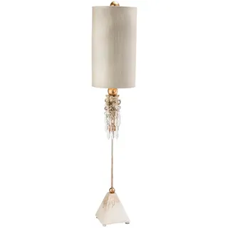Elegante Tischlampe ABUELA Creme Kristall Stoff H:102cm Modern Bodenlampe