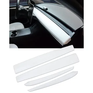 KKTR-CAR Armaturenbrett-Abdeckung und Vordertür-Innenarmlehnen-Bezug, kompatibel mit Tesla Modell Y/3 (4 Stück) (mattweiß)