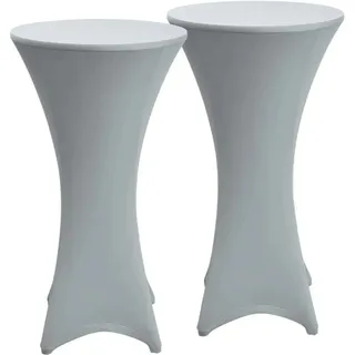 Beautissu Stella Stehtischhusse ø 80cm Silber 2tlg