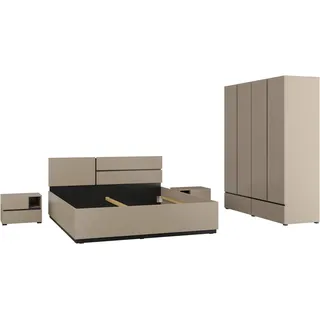 otto home »Cross, moderne, grifflose Optik, FSC-zertifiziert« Bett 180x200cm, 2 Nachtkommoden, Schrank 2-oder 4-türig, 4 Stk. tlg. Komplettschlafzimmer-Set,