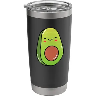 Niedliches Avocado-Cartoon-fröhliches Gesicht Doppelwandiger Edelstahl-Thermobecher