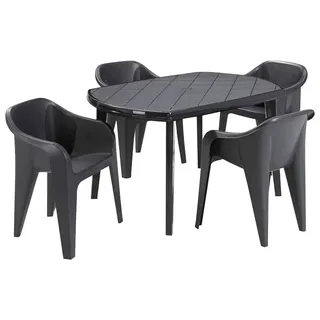 Garten-Essgruppe JARDIN "Aruba", grau (graphit), Kunststoff, Sitzmöbel-Sets, Garten-Essgruppe