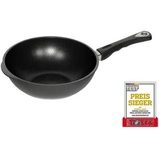AMT Gastroguss Wok 28 cm Ø, 11 cm hoch, Wokpfanne, induktionsgeeignet, fester Stiel, Lotan® Antihaft-Veredelung, Gusspfanne (Aluguss), AMZN-I-1128S
