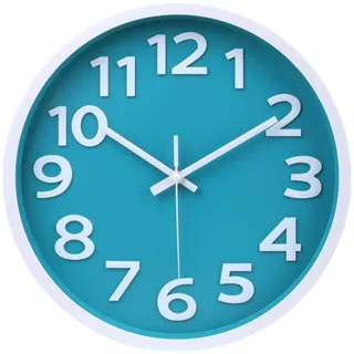 Crosstime Innen Outdoor Wanduhr mit Große Zahlen, 30 cm Türkise