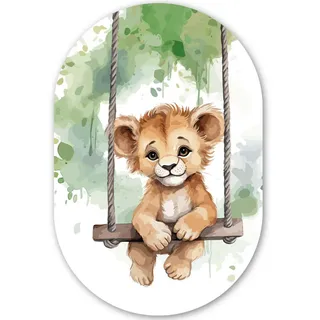 MuchoWow Wandbild Löwe - Tier - Kinder - Dschungel 60x90 cm , Hellbraun , Kunststoff , Oval , 60x90 cm , einfache und schnelle Anbringung , Bilder & Rahmen, Bilderrahmen, Bilderrahmen & Fotorahmen