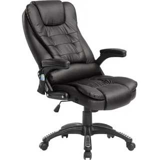 Fortuna Lai Massagesessel, Bürosessel, Bürostuhl, Chefsessel, Gamingsessel mit 6 Punkt Vibrations Massage, Wärmefunktion, Kunstleder - Braun