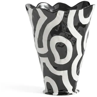 Hay Jessica Hans Shadow Vase aus Steinzeug in der Farbe Schwarz-Weiß, Maße: 19,5cm x 19,5cm x 25cm, 541358