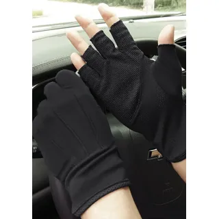 Sommer Handschuhe Herren Fingerlos Fitness Halbfinger Baumwolle Fahrradhandschuhe Anti-Rutsch, Anti-UV Schutz, Atmungsaktiv Sporthandschuhe Traininghandschuhe Gloves für Fahren Golf Outdoor Motorrad