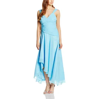 Astrapahl Damen Cocktail Kleid mit schönen Raffungen, Knielang, Einfarbig, Gr. 46, Blau (Hellblau)