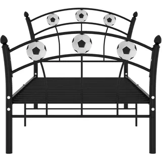 vidaXL Einzelbett mit Fußball-Design Schwarz Metall 90x200 cm - Schwarz