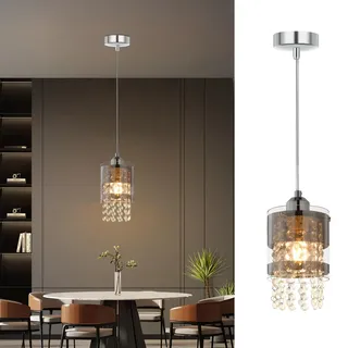 ZMH Pendelleuchte Modern Esstisch Hängelampe: 1 Flammig E27 Glas Hängeleuchte 150CM Max Höhenverstellbar Design Kristall Pendellampe für Wohnzimmer Schlafzimmer Küche Esszimmer Ohne Leuchtmittel