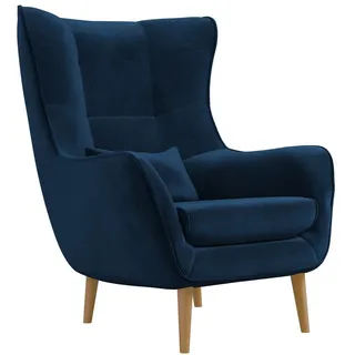 Mirjan24 Ohrensessel Estjano Polyester 95 x 106 x 95 cm Blau/Beige mit Kissen