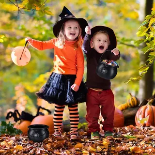 Kessel 2er Set - Schwarze Halloween Deko Töpfe