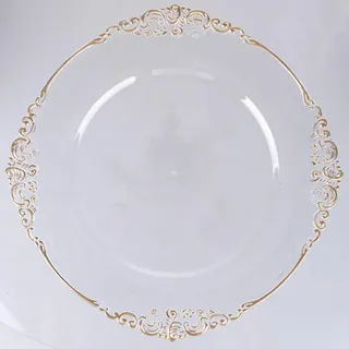 Set 6 Platzteller Ø 33 cm transparent mit Goldrand, Baroque