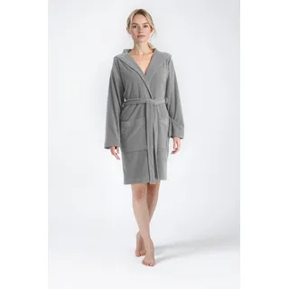 my home Damenbademantel »Sina, ideal für Sauna & Spa, Hotelbademantel, Morgenmantel« 1 Stk. einfarbiger Bademantel, kurz, hoher Baumwollanteil, XS-4XL, grau