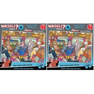 Wasgij Retro Mystery 9 Der Große Zugraub, 1000 Teile Puzzles für Erwachsene (Packung mit 2)