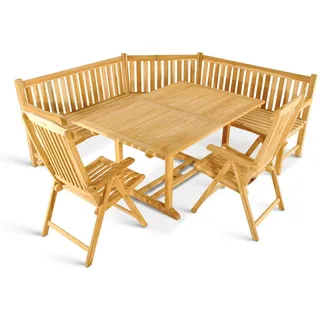 sam möbel gmbh Gartenmöbel Set 4tlg mit Eckbank Teak Gartentisch ausziehbar 180-240 cm KUBA/ARUBA
