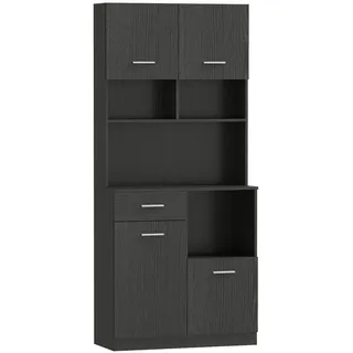 Homcom Küchenschrank Hochschrank mit verstellbarem Regal Schublade Schwarz , Holzwerkstoff , 35x180x80 cm , Küchen, Küchenmöbel, Küchenschränke, Geräteumbauschränke