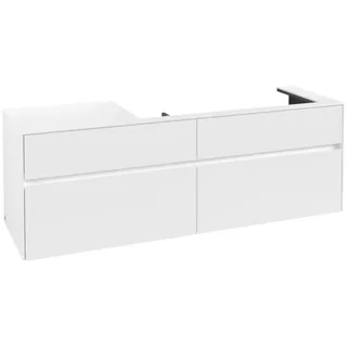Villeroy & Boch Collaro Waschbeckenunterschrank, Waschbecken rechts, 4 Auszüge, wandhängend, 1600x548x500mm, C03000MS, Farbe: Front/Korpus: White Matt, Griff: White Matt