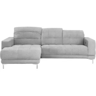 Xora Ecksofa , Hellgrau , Metall , Uni , Ottomane links, L-Form , 260x187 cm , Typenauswahl, Fußauswahl, Stoffauswahl, Armteilvarianten, seitenverkehrt erhältlich, Hocker erhältlich, Rücken echt, individuell planbar , Wohnzimmer, Sofas & Couches, Wohnlandschaften, Ecksofas