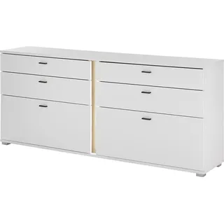 Sideboard 200 cm breit weiß mit Eiche LOVENO-61 - Weiß