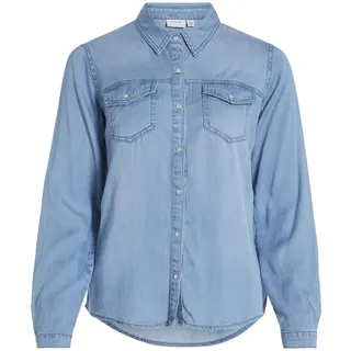 VILA Langarmbluse in Medium Blue Denim | Gr.: XXL