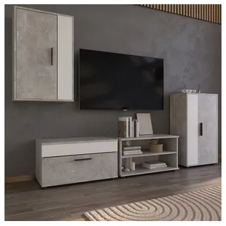 Vicco Wohnzimmerschränke Berno, 2 Teile, Beton/Weiß - Grau