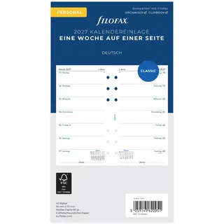 Filofax Kalendereinlage Personal 1 Woche auf 1 Seite weiß 2027