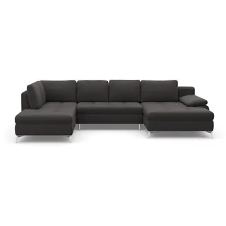 sit&more Wohnlandschaft »Latigo U-Form« mit Recamiere, wahlweise mit Bettfunktion und Bettkasten, grau