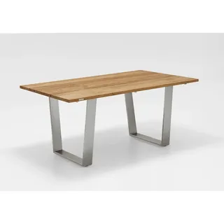 Niehoff Garden Gartentisch , Edelstahlfarben, Teakfarben , Holz , Teakholz , massiv , rechteckig , Kufe , 95x76x200 cm , Holzmöbel, Holztische, Gartentische Holz