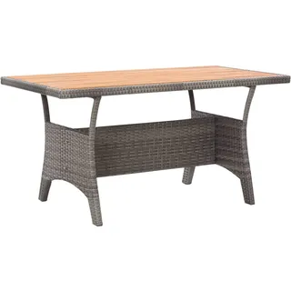 vidaXL Gartentisch, 120/70/66 cm, aus Akazie Massivholz und PE-Rattan, Grau , Holz , rechteckig , 70x66x120 cm , Gartenmöbel, Gartentische