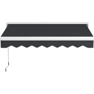 Gelenkarmmarkise 2,5X2M Elektrische Markise Mit Handkurbel Und Fernbedienung, Wandmontage Sonnendach, Alu, Grau