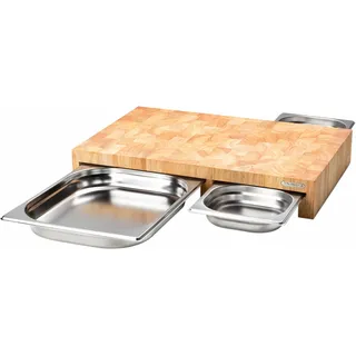Continenta Multifunktionsschneidbrett Holz 1-tlg. 50 x 32,5 x 8 cm Silber/Braun