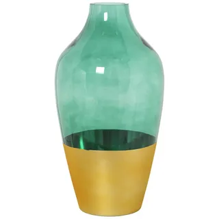 Alexandra House Living Vase, Grün, Gold, Glas, 17 x 17 x 32 cm