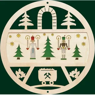 Fensterbild aus Holz Engel + Bergmann Fensterdeko Erzgebirge Weihnachten 20203
