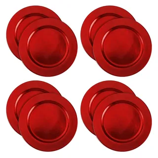 com-four® 8x Platzteller gebürstet, wiederverwendbare Unterteller | edle Dekoteller für Hochzeit - Familienfeier oder Weihnachten - Ø 33 cm Servierplatten