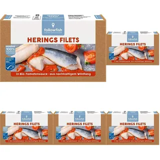 followfish MSC Herings Filets in Bio-Tomatensauce, 200g (Packung mit 5)