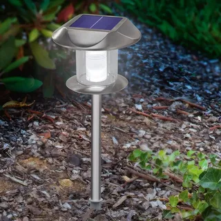 esotec Solar Stableuchte Sunnylight DUO COLOR LED-Stableuchte AKKU | Steckleuchte Solarleuchte Gartenleuchte Solarstecker Solarfackel für draußen | H=38cm Edelstahl wetterfest 102093