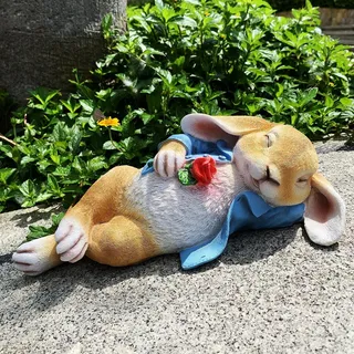 ironrain Gartenstatuen Kaninchen Fantasy Bunny Blau