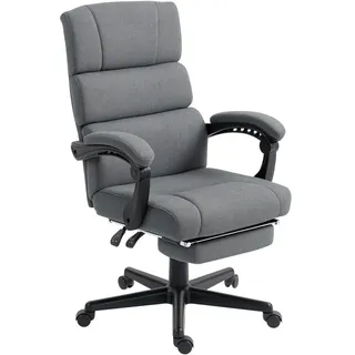 Homcom Bürostuhl, Ergonomischer Schreibtischstuhl mit Samt-Optik Fußstütze Dunkelgrau , Textil , 56x115x68.5 cm , Büromöbel, Bürostühle, Drehstühle