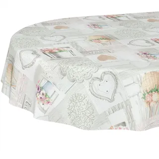ANRO Wachstuch Tischdecke abwaschbar Oval 180 x 140 cm Blumen