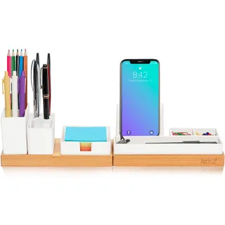 Aothia Verstellbarer Schreibtisch-Organizer, Telefonhalter, Klebezettelablage für Zuhause/Büro (weiß)