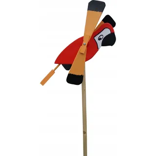Windrad aus Holz, Gartenfigur, Vogelschreck, ROTER PAPAGEI - Rot