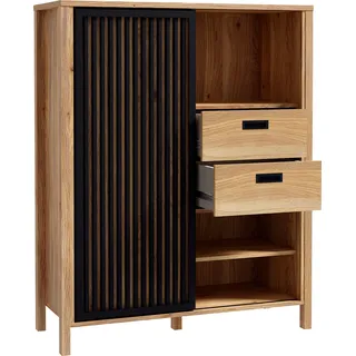 Forte Highboard 103,4 x 129,9 x 40,2 cm Mauvella Eiche / Schwarz
