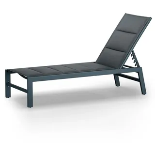 blumfeldt Renazzo Lounge Liegestuhl - Grey Edition, Sonnenliege, Gartenliege, 186 x 56 cm Liegefläche, höhenverstellbare Rückenlehne, Wasserabweisende und gepolstert, ComfortMesh, anthrazit