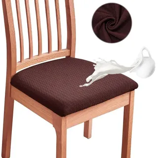 Elzusha - Jacquard-Stuhlhussen für den Essbereich, wasserdicht, Set mit 6 Stück, abnehmbar, waschbar, mit Karomuster